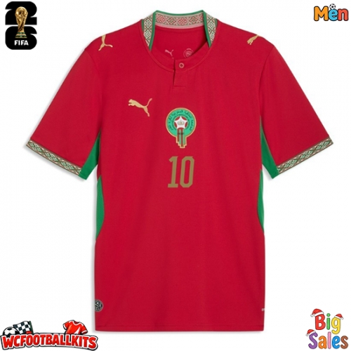 Morocco Brahim Diaz #10 Replica Home Stadium Shirt World Cup 2026 Short Sleeve